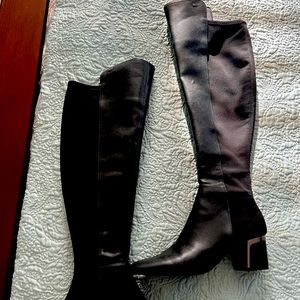 DKNY above the knee tall boots.  Vegan leather with elastic calf